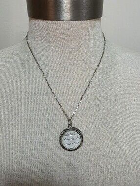 Neverland Pendant Necklace 20" Long Silvertone Chain